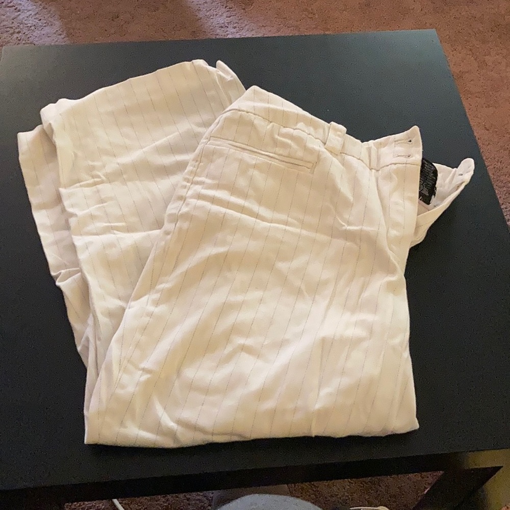 Cream striped Capri casual pant